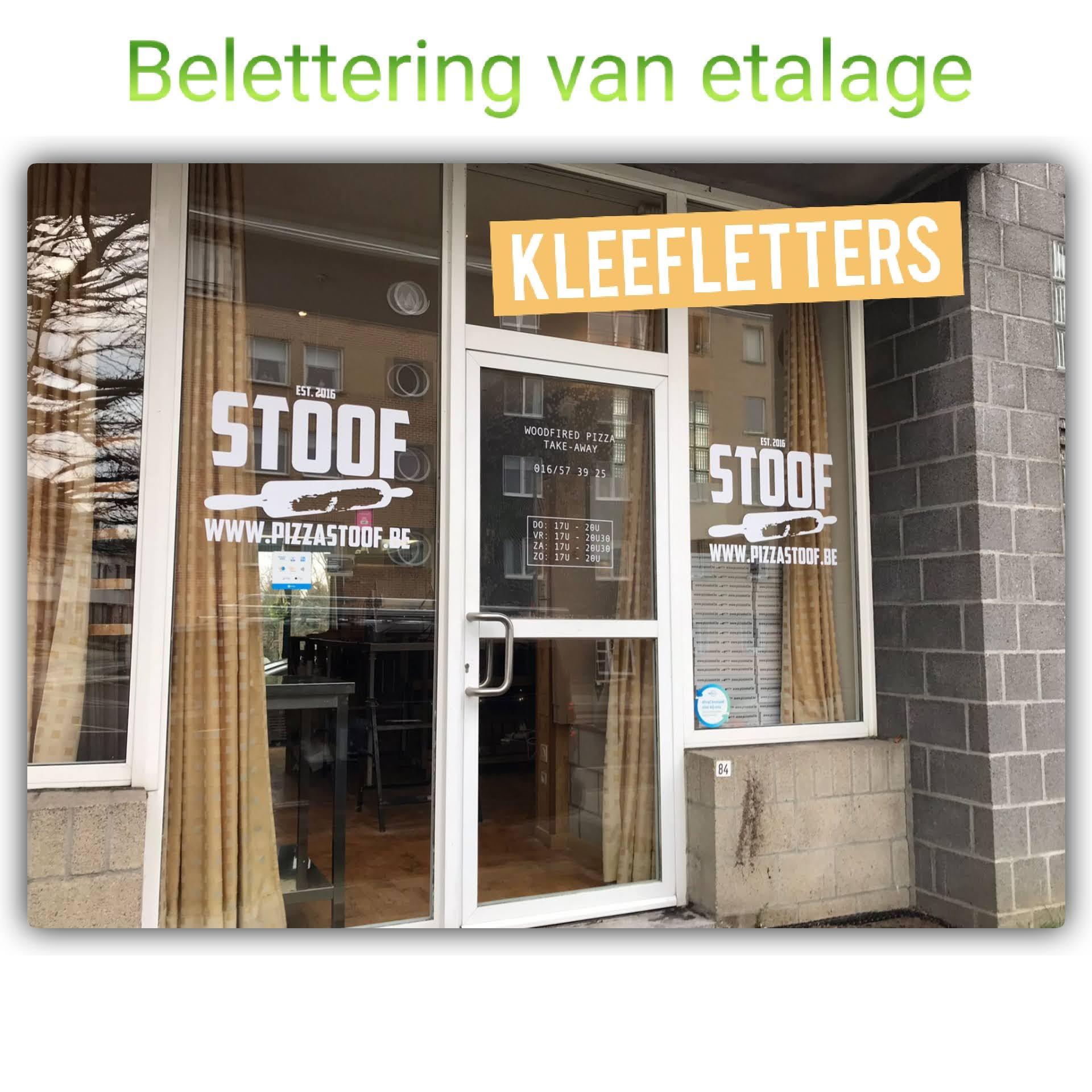 Belettering-etalage-Stoof kleefletters belettering